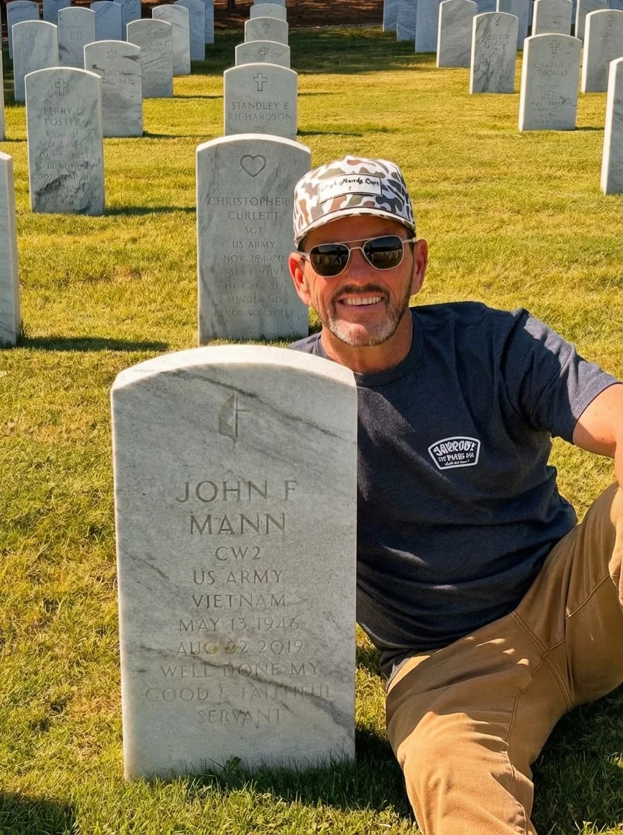 Frank at his father's gravesite in a moment of reflection