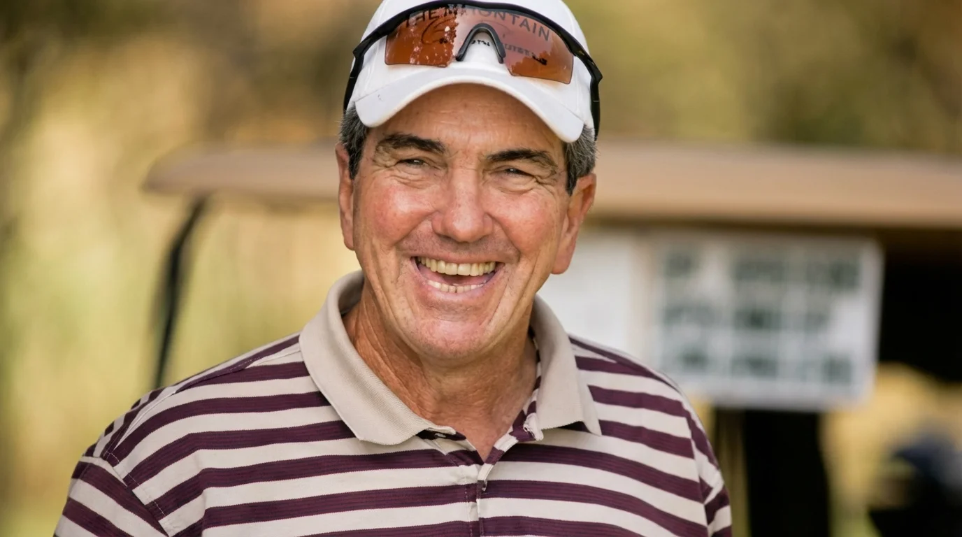 Frank's father, John Mann Sr., smiling in a cap and sunglasses