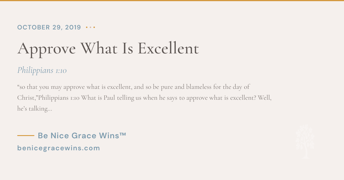 Approve What Is Excellent | Be Nice Grace Wins