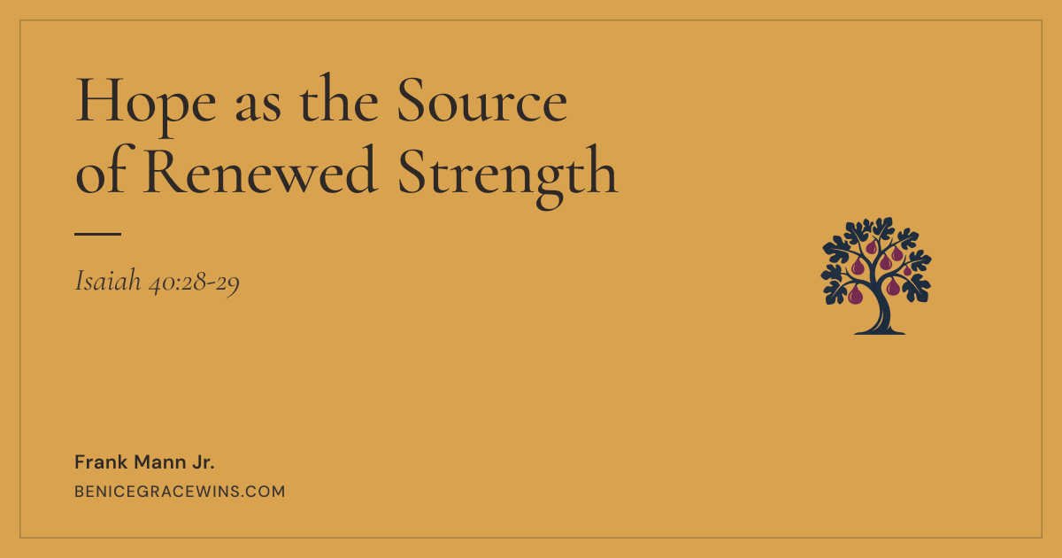 Hope as the Source of Renewed Strength | Be Nice Grace Wins